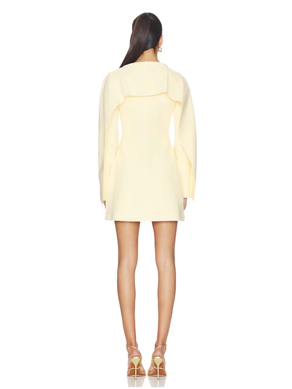 Cult Gaia Revolve Almina Wing Sleeve Mini Dress Elegant Yellow Long-Sleeve Sz L - Picture 7 of 16